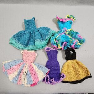 Handmade Crocheted And Knitted Vintage Barbie Clothes - Five Outfits (B)
